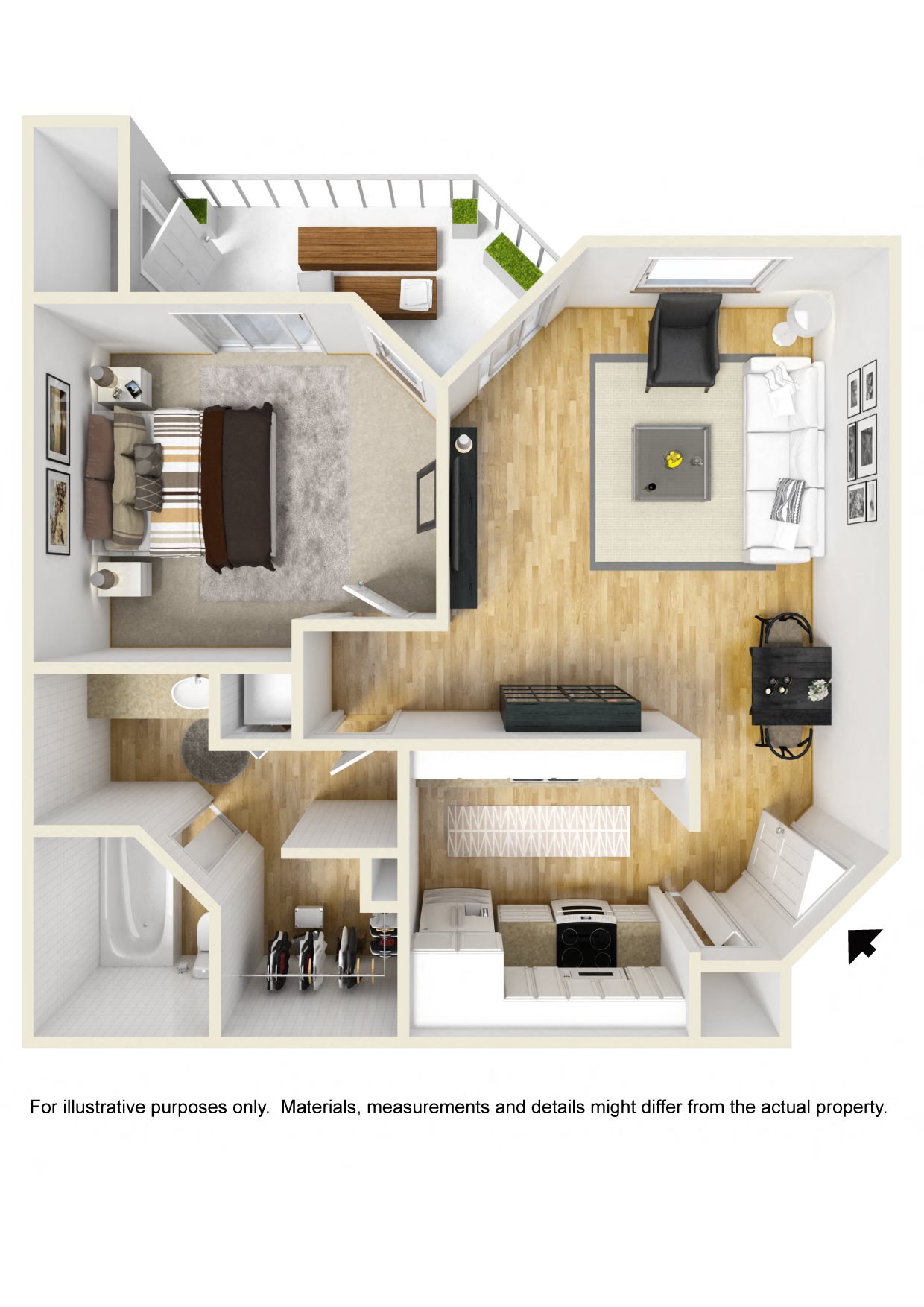 Stonesthrow Apartments_Tualatin, OR_Floor Plan_One Bedroom One Bathroom_A Stonesthrow Apartments_Tualatin, OR_Floor Plan_One Bedroom One Bathroom_A